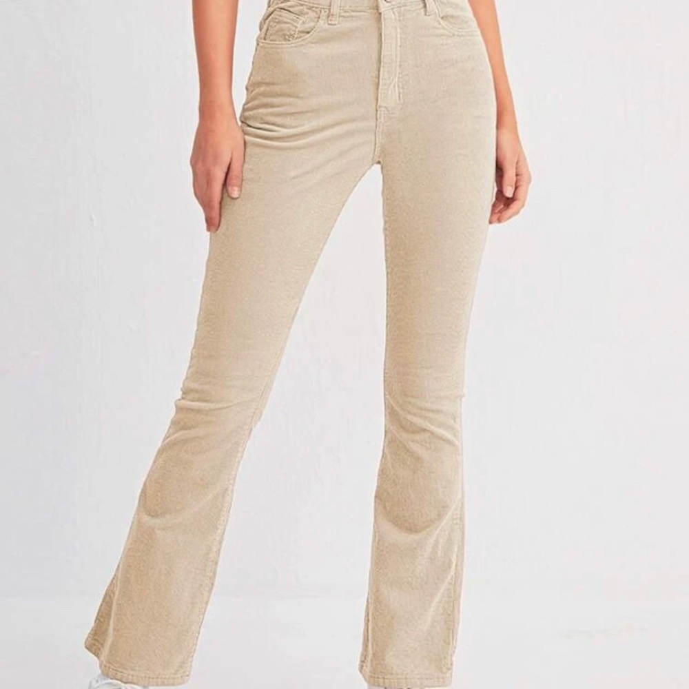 Shein Corduroy Flared Beige Jeans